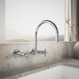BilletE Two-hole wall-mount bridge kitchen sink faucet - Polished Chrome - image 2