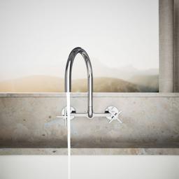 BilletE Two-hole wall-mount bridge kitchen sink faucet - Polished Chrome - image 4