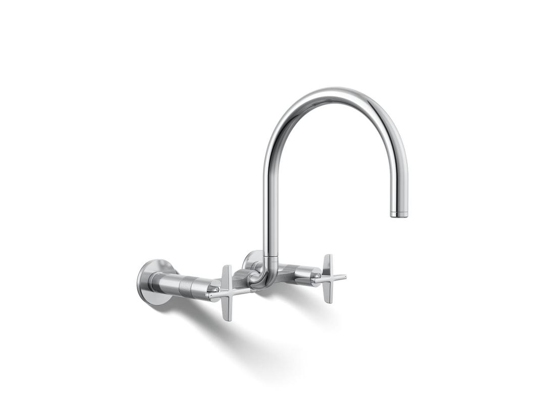 BilletE Two-hole wall-mount bridge kitchen sink faucet - Polished Chrome by Kohler