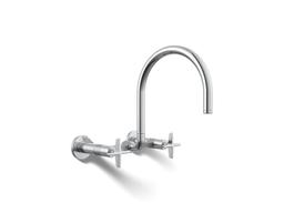 BilletE Two-hole wall-mount bridge kitchen sink faucet - Polished Chrome - image 1