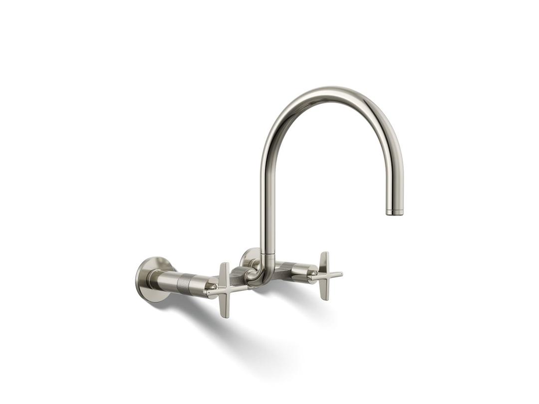 BilletE Two-hole wall-mount bridge kitchen sink faucet - Vibrant Polished Nickel by Kohler