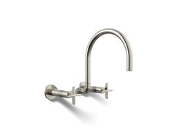 BilletE Two-hole wall-mount bridge kitchen sink faucet - Vibrant Polished Nickel - image 1