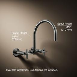BilletE Two-hole wall-mount bridge kitchen sink faucet - Vibrant Titanium - image 3