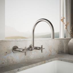BilletE Two-hole wall-mount bridge kitchen sink faucet - Vibrant Stainless - image 2