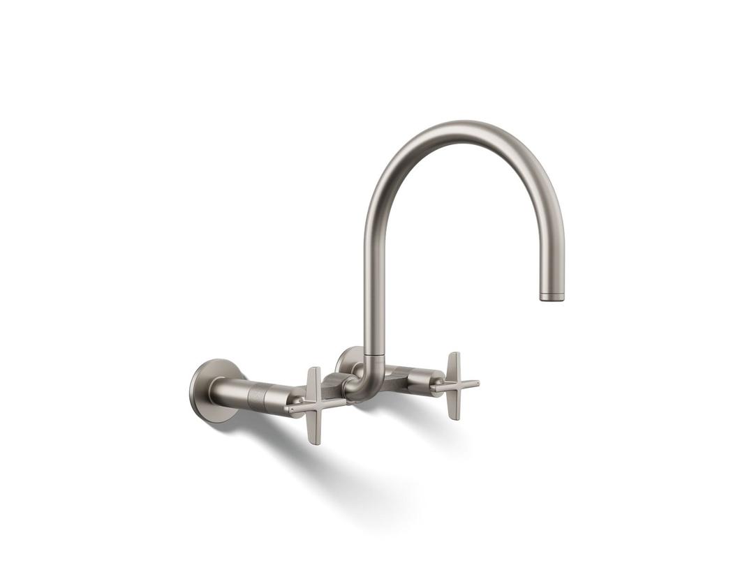 BilletE Two-hole wall-mount bridge kitchen sink faucet - Vibrant Stainless by Kohler
