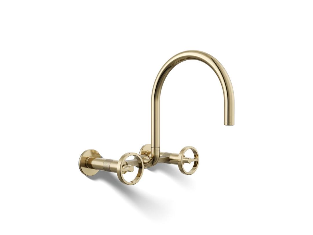 BilletE Two-hole wall-mount bridge kitchen sink faucet - Vibrant French Gold by Kohler