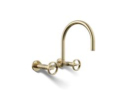 BilletE Two-hole wall-mount bridge kitchen sink faucet - Vibrant French Gold - image 1