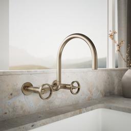 BilletE Two-hole wall-mount bridge kitchen sink faucet - Vibrant Brushed Bronze - image 2