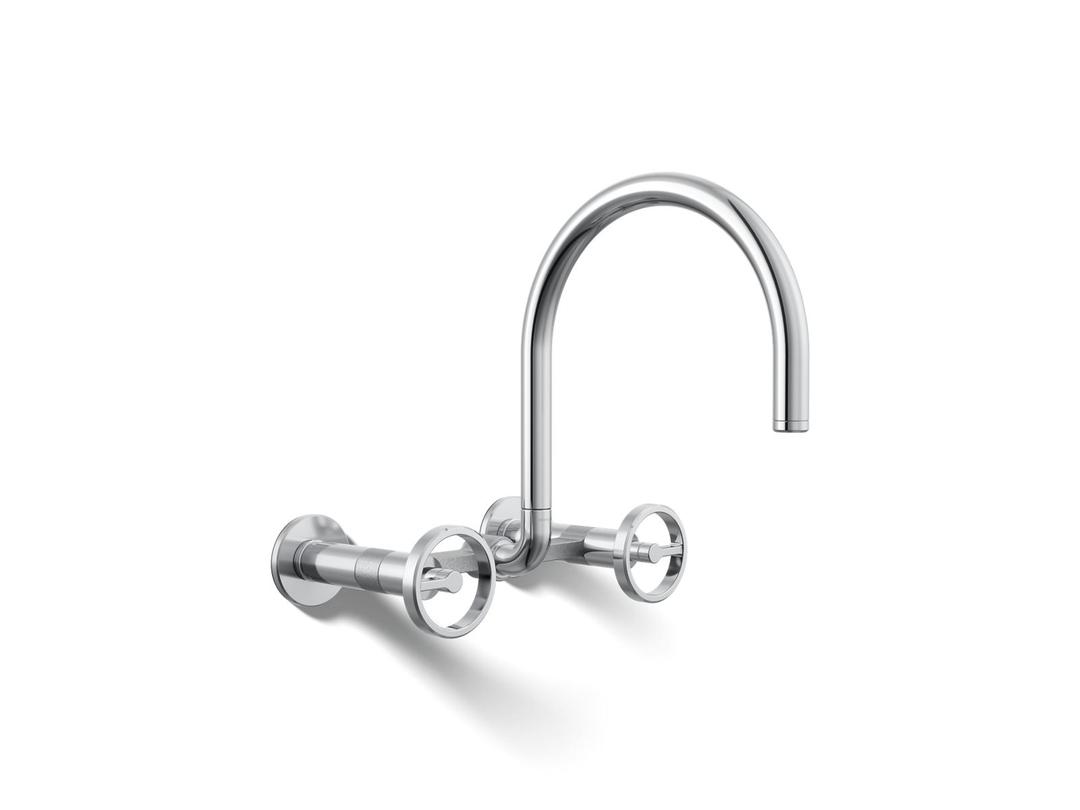 BilletE Two-hole wall-mount bridge kitchen sink faucet - Polished Chrome by Kohler