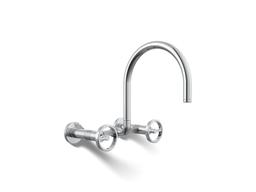 BilletE Two-hole wall-mount bridge kitchen sink faucet - Polished Chrome - image 1