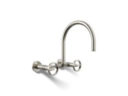 BilletE Two-hole wall-mount bridge kitchen sink faucet - Vibrant Polished Nickel - image 1