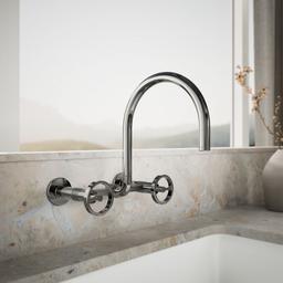 BilletE Two-hole wall-mount bridge kitchen sink faucet - Vibrant Titanium - image 2