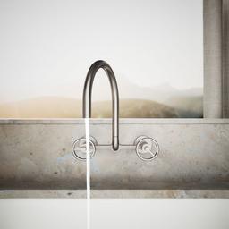 BilletE Two-hole wall-mount bridge kitchen sink faucet - Vibrant Stainless - image 4