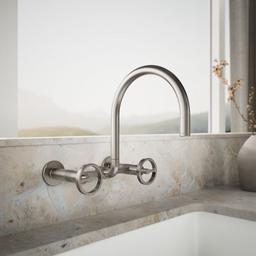 BilletE Two-hole wall-mount bridge kitchen sink faucet - Vibrant Stainless - image 2
