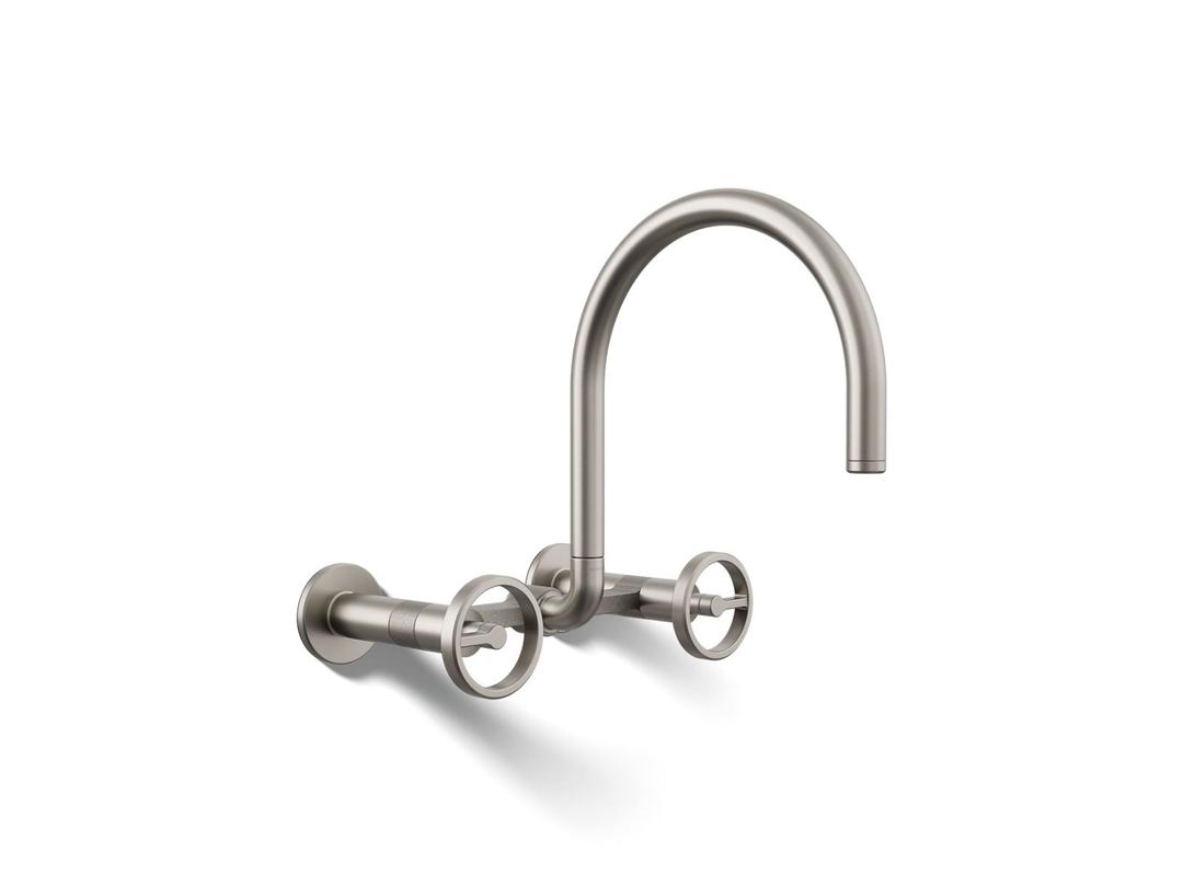 BilletE Two-hole wall-mount bridge kitchen sink faucet - Vibrant Stainless by Kohler