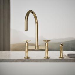 BilletE Two-hole bridge kitchen sink faucet with side sprayer - image 5
