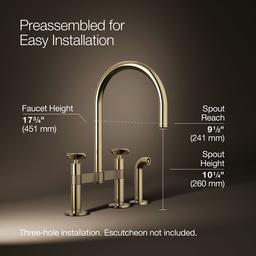 BilletE Two-hole bridge kitchen sink faucet with side sprayer - image 3