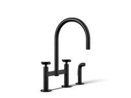 BilletE Two-hole bridge kitchen sink faucet with side sprayer - Matte Black - image 1