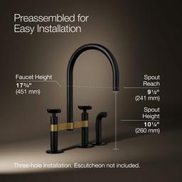 BilletE Two-hole bridge kitchen sink faucet with side sprayer - image 3