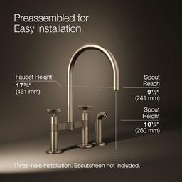 BilletE Two-hole bridge kitchen sink faucet with side sprayer - image 3