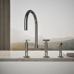 BilletE Two-hole bridge kitchen sink faucet with side sprayer - image 5