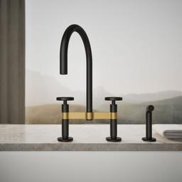 BilletE Two-hole bridge kitchen sink faucet with side sprayer - image 5