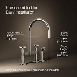 BilletE Two-hole bridge kitchen sink faucet with side sprayer - image 3