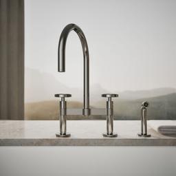 BilletE Two-hole bridge kitchen sink faucet with side sprayer - image 5