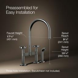 BilletE Two-hole bridge kitchen sink faucet with side sprayer - image 3