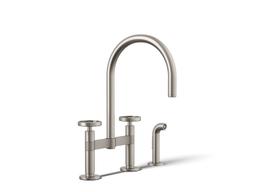 BilletE Two-hole bridge kitchen sink faucet with side sprayer - Vibrant Stainless - image 1