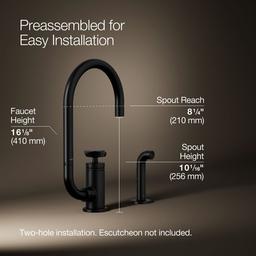 BilletE Single-handle kitchen sink faucet with two-function extended-reach spout and side sprayer - Matte Black - image 3