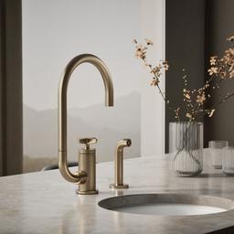 BilletE Single-handle kitchen sink faucet with two-function extended-reach spout and side sprayer - Vibrant Brushed Bronze - image 2
