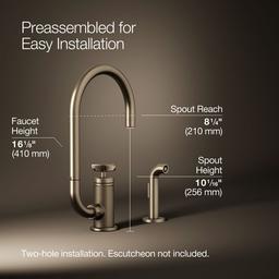 BilletE Single-handle kitchen sink faucet with two-function extended-reach spout and side sprayer - Vibrant Brushed Bronze - image 3