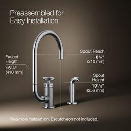 BilletE Single-handle kitchen sink faucet with two-function extended-reach spout and side sprayer - Polished Chrome - image 3