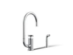 BilletE Single-handle kitchen sink faucet with two-function extended-reach spout and side sprayer - Polished Chrome - image 1