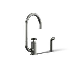 BilletE Single-handle kitchen sink faucet with two-function extended-reach spout and side sprayer - Vibrant Titanium - image 1