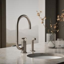 BilletE Single-handle kitchen sink faucet with two-function extended-reach spout and side sprayer - Vibrant Stainless - image 2