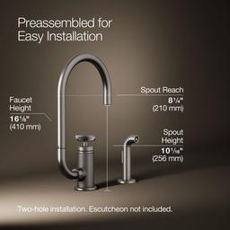 BilletE Single-handle kitchen sink faucet with two-function extended-reach spout and side sprayer - Vibrant Stainless - image 3