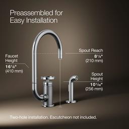 BilletE Single-handle kitchen sink faucet with two-function extended-reach spout and side sprayer - Polished Chrome - image 3