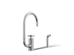 BilletE Single-handle kitchen sink faucet with two-function extended-reach spout and side sprayer - Polished Chrome - image 1