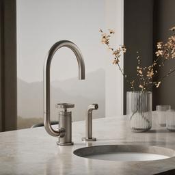 BilletE Single-handle kitchen sink faucet with two-function extended-reach spout and side sprayer - Vibrant Stainless - image 2