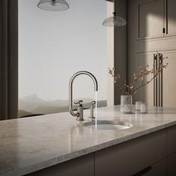 BilletE Single-handle kitchen sink faucet with two-function extended-reach spout and side sprayer - Vibrant Stainless - image 4