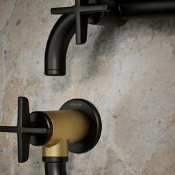 BilletE Wall-mount pot filler - Matte Black With Brushed Moderne Brass - image 4