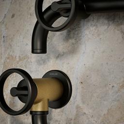 BilletE Wall-mount pot filler - Matte Black With Brushed Moderne Brass - image 4