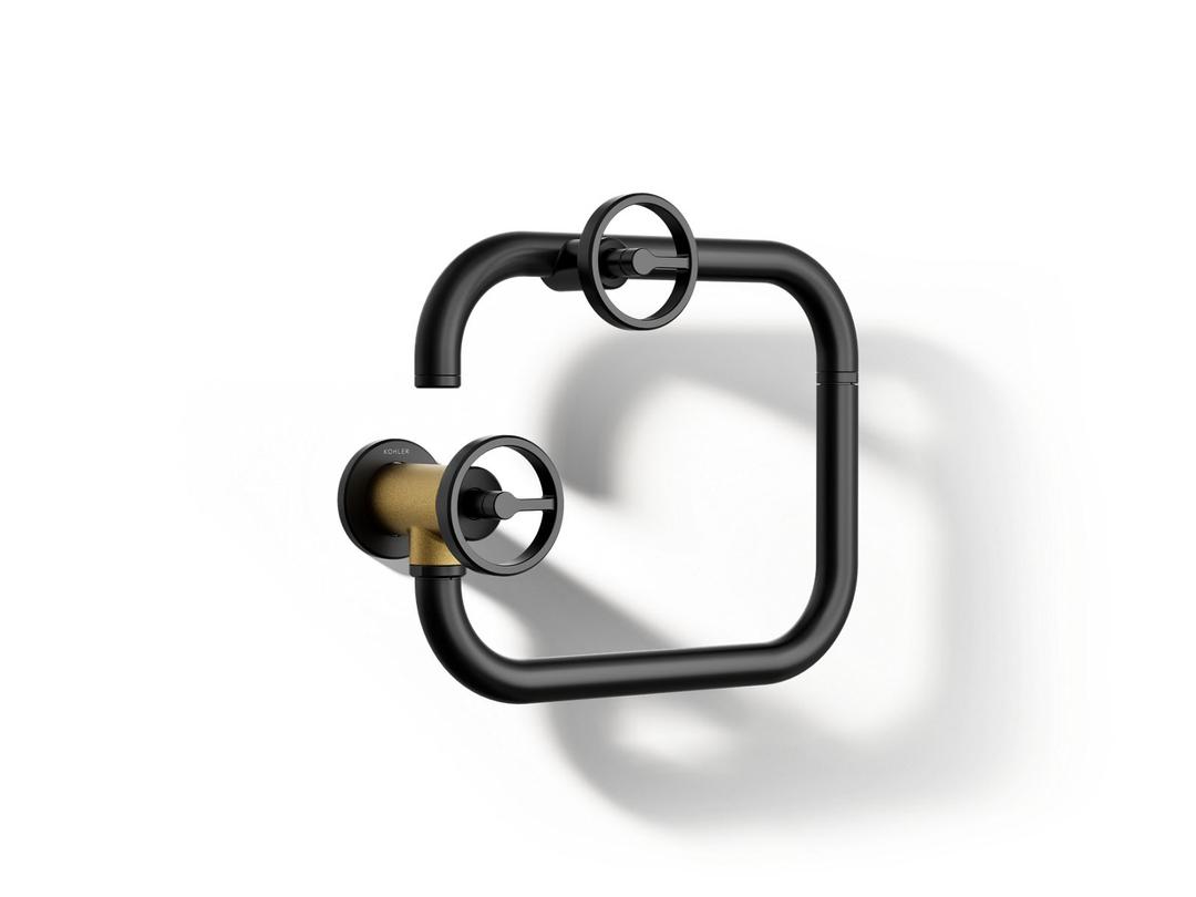 BilletE Wall-mount pot filler - Matte Black With Brushed Moderne Brass by Kohler