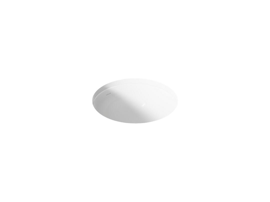 Kohler Caxton 16-1/8'' round undermount bathroom sink, no overflow - White by Kohler