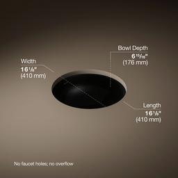 Caxton 16-1/8'' round undermount bathroom sink, no overflow - Black - image 3