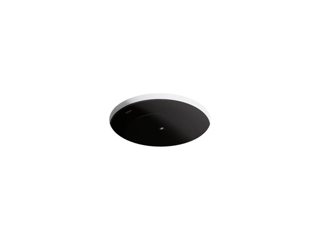 Caxton 16-1/8'' round undermount bathroom sink, no overflow - Black by Kohler