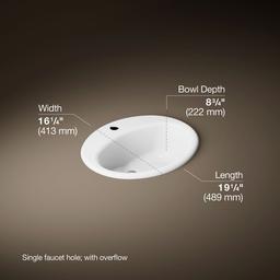 Kohler Farmington 19-1/4'' oval drop-in bathroom sink - White - image 3