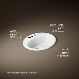 Kohler Farmington 19-1/4'' oval drop-in bathroom sink - White - image 3